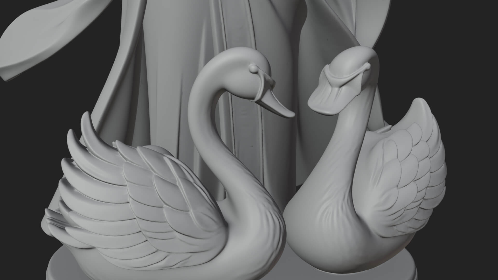 Robed Elf with Swans Statue Design 1 3D Print Model 3D Model
