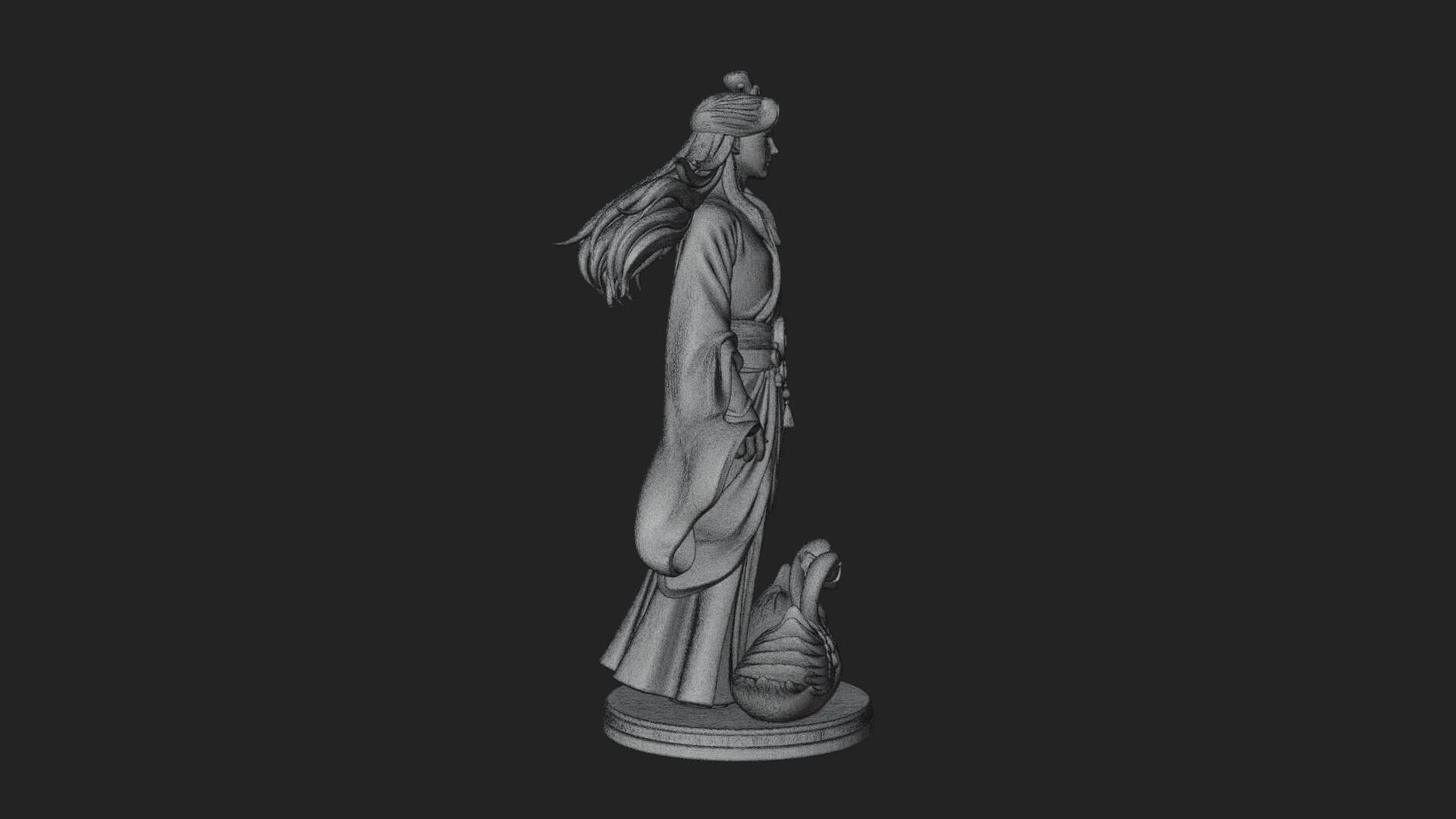 Robed Elf with Swans Statue Design 1 3D Print Model 3D Model