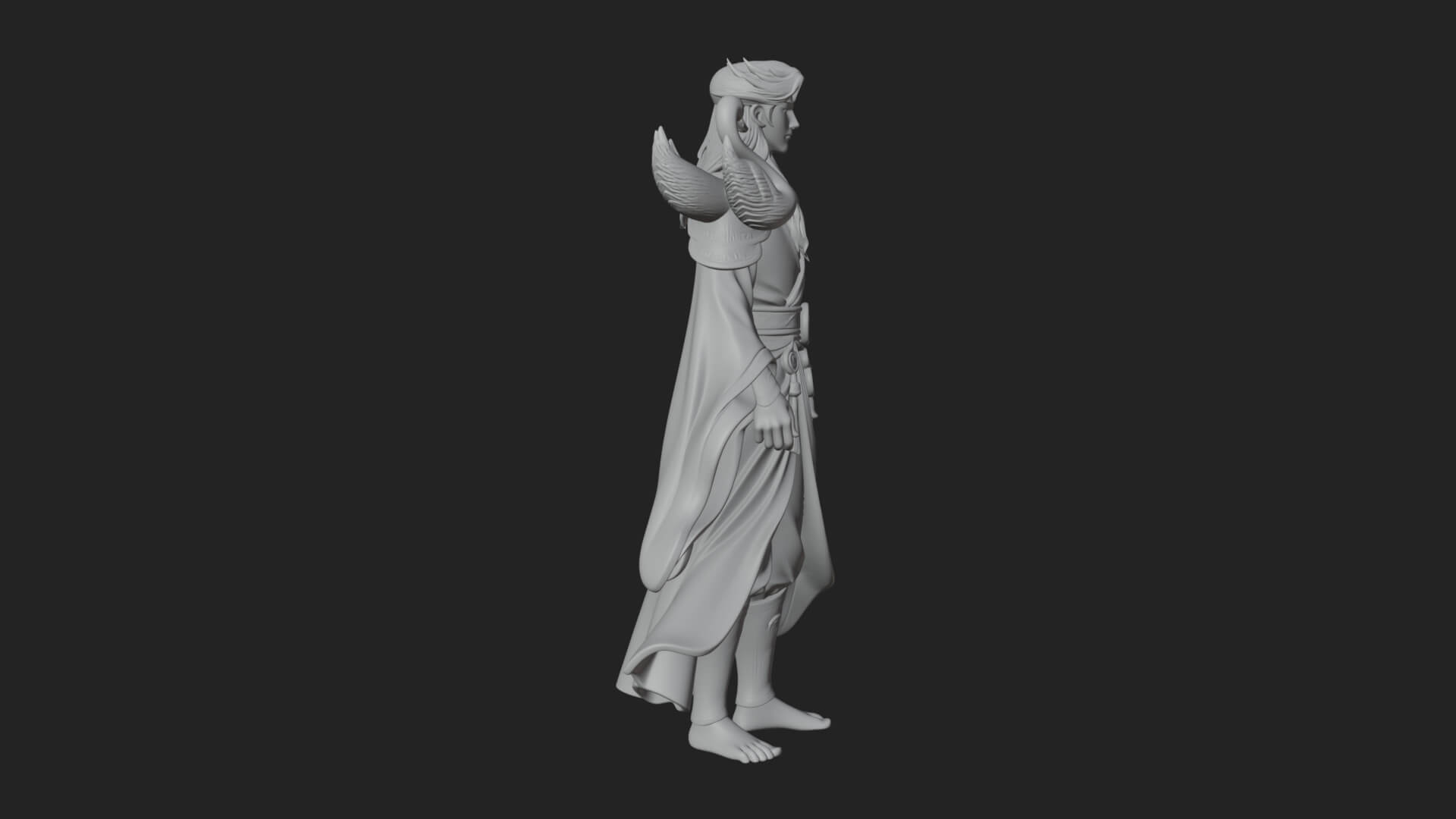Robed Elf with Swans Statue Design 2 3D Print Model 3D Model