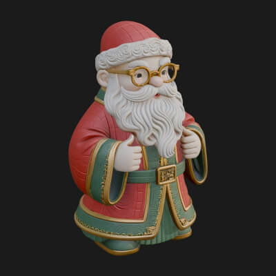 Robed Father Christmas Statue Design 15 3D Print Model