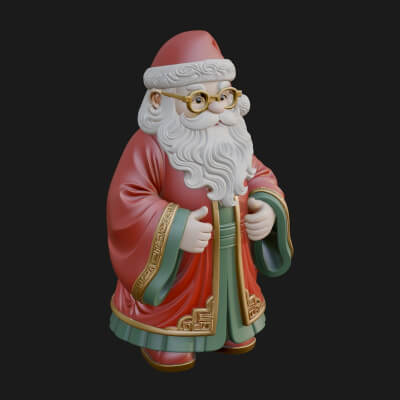 Robed Father Christmas Statue Design 17 3D Print Model