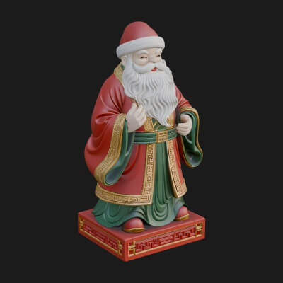 Robed Father Christmas Statue Design 18 3D Print Model