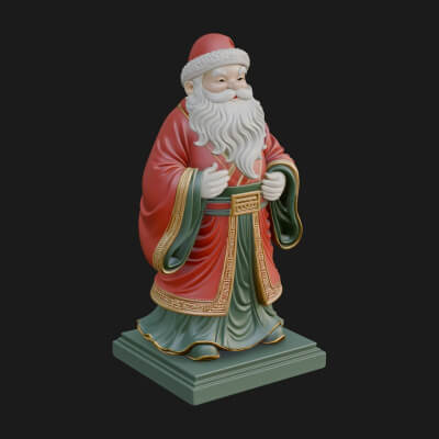 Robed Father Christmas Statue Design 19 3D Print Model