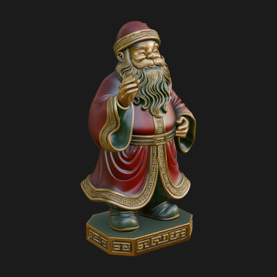Robed Father Christmas Statue Design 2 3D Print Model