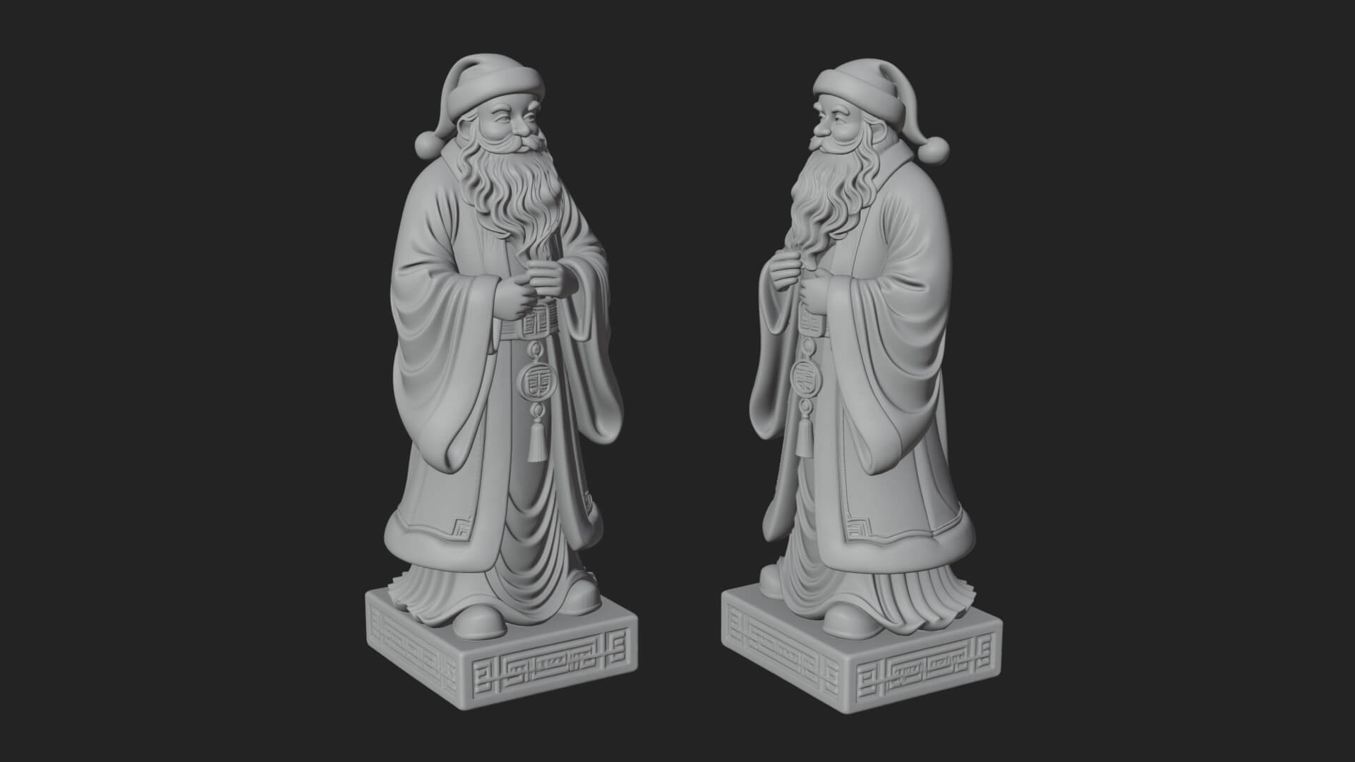 Robed Father Christmas Statue Design 7 3D Print Model 3D Model