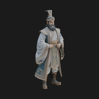 Robed High Priest Statue Design 1 3D Print Model