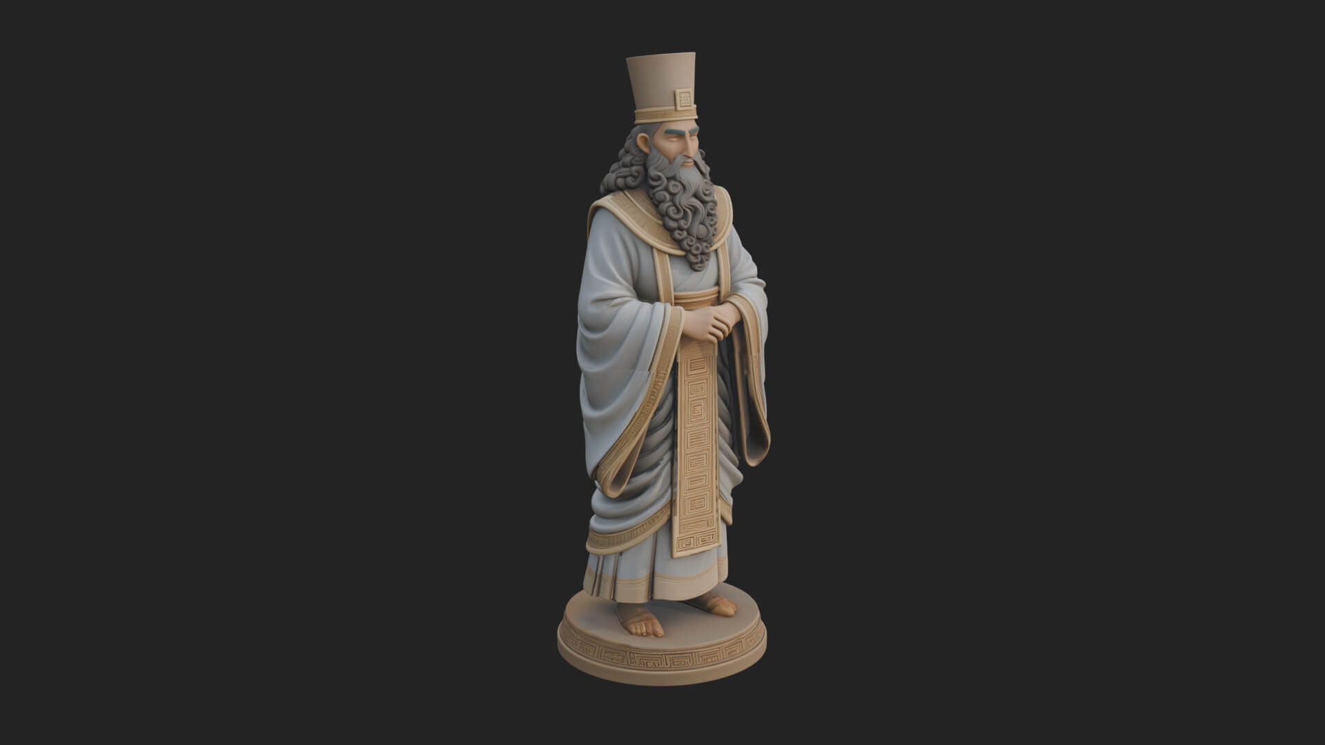 Robed High Priest Statue Design 3 3D Print Model 3D Model