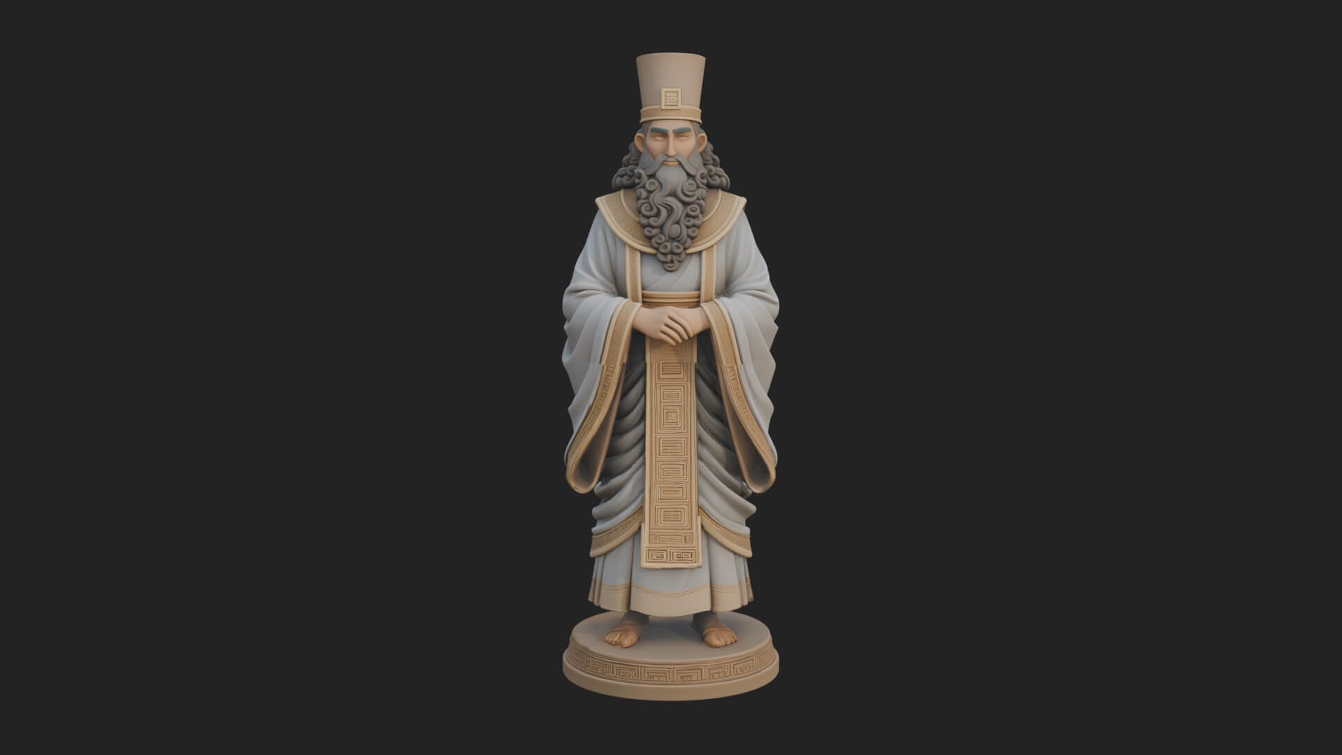 Robed High Priest Statue Design 3 3D Print Model 3D Model