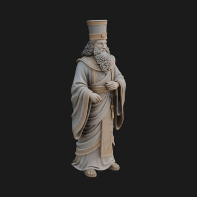 Robed High Priest Statue Design 4 3D Print Model