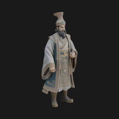 Robed High Priest Statue Design 6 3D Print Model