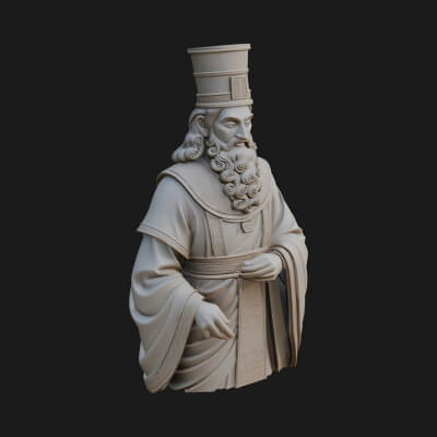 Robed High Priest Statue Design 7 3D Print Model