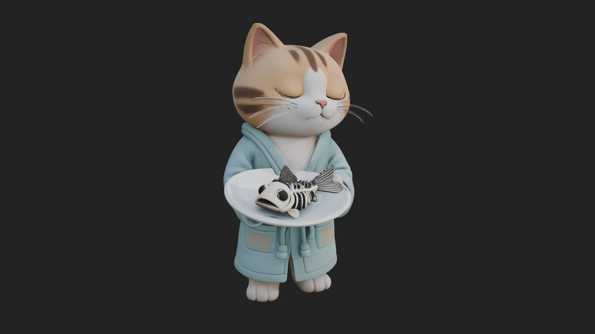 Robed House Cat Statue Design 1 3D Print Model 3D Model
