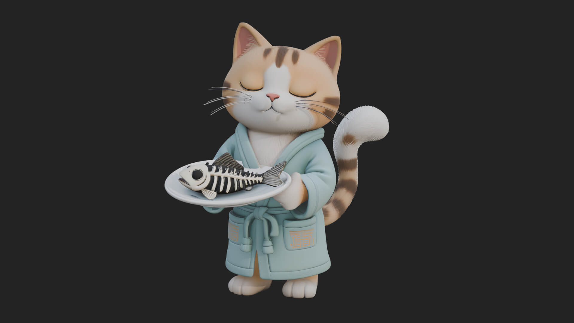 Robed House Cat Statue Design 1 3D Print Model 3D Model