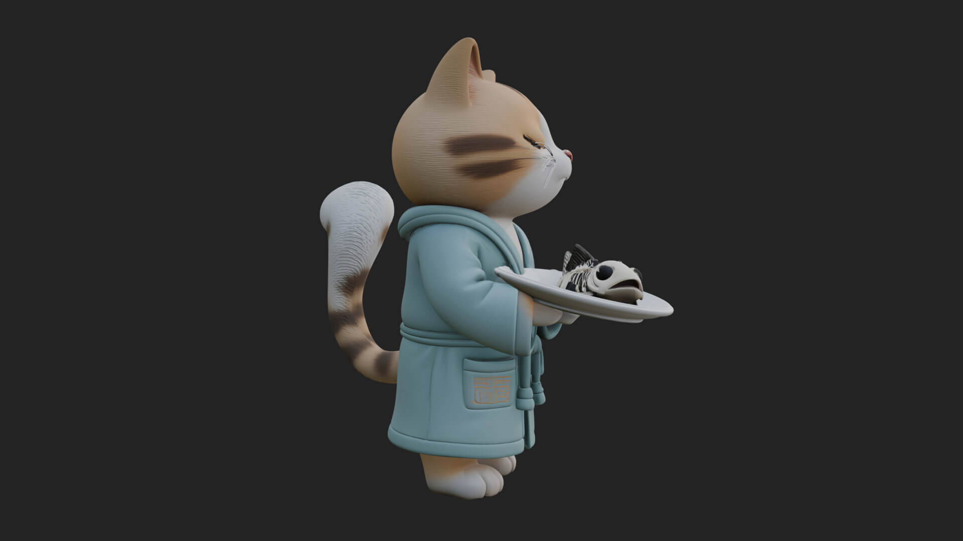 Robed House Cat Statue Design 1 3D Print Model 3D Model
