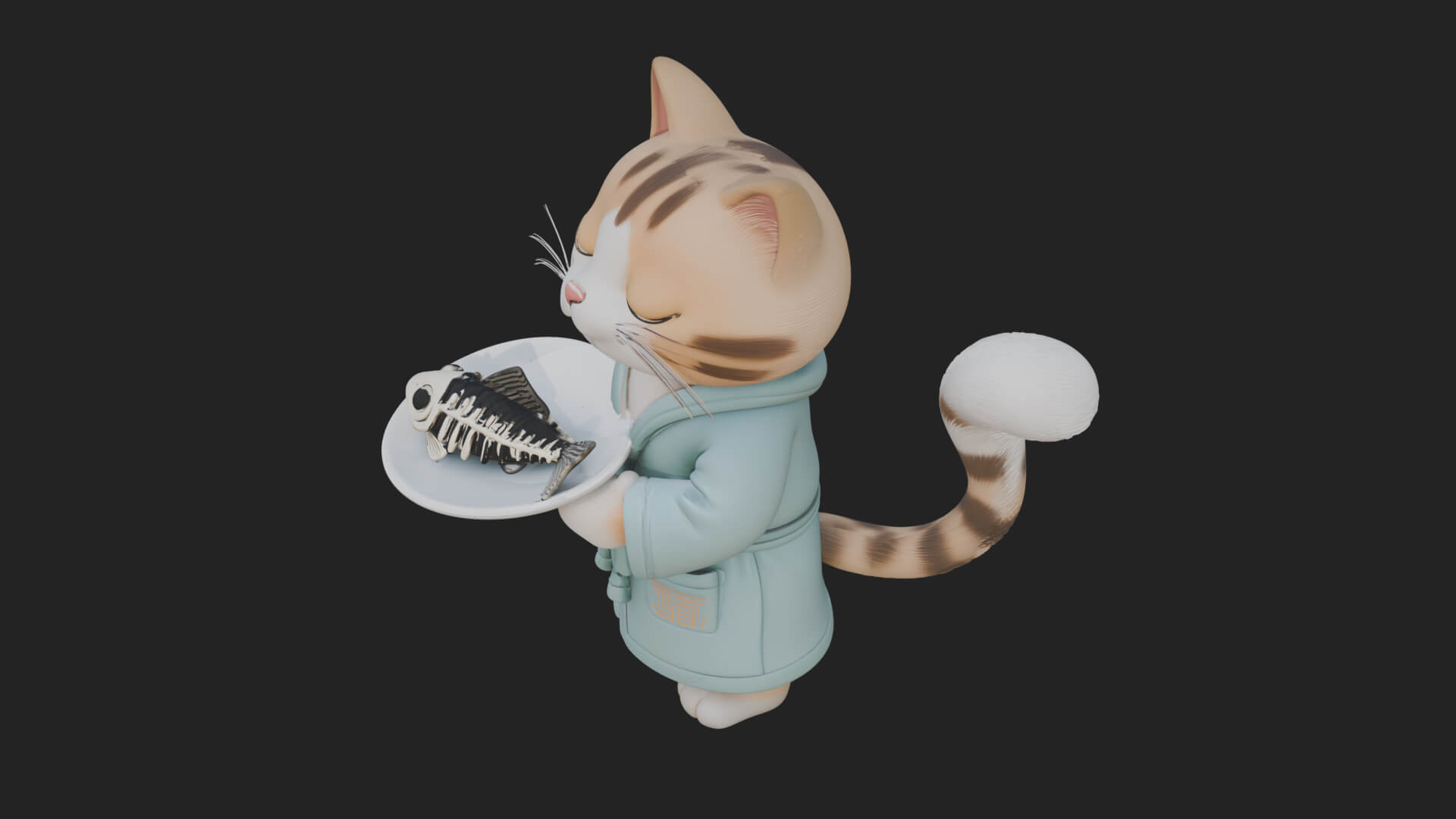 Robed House Cat Statue Design 1 3D Print Model 3D Model