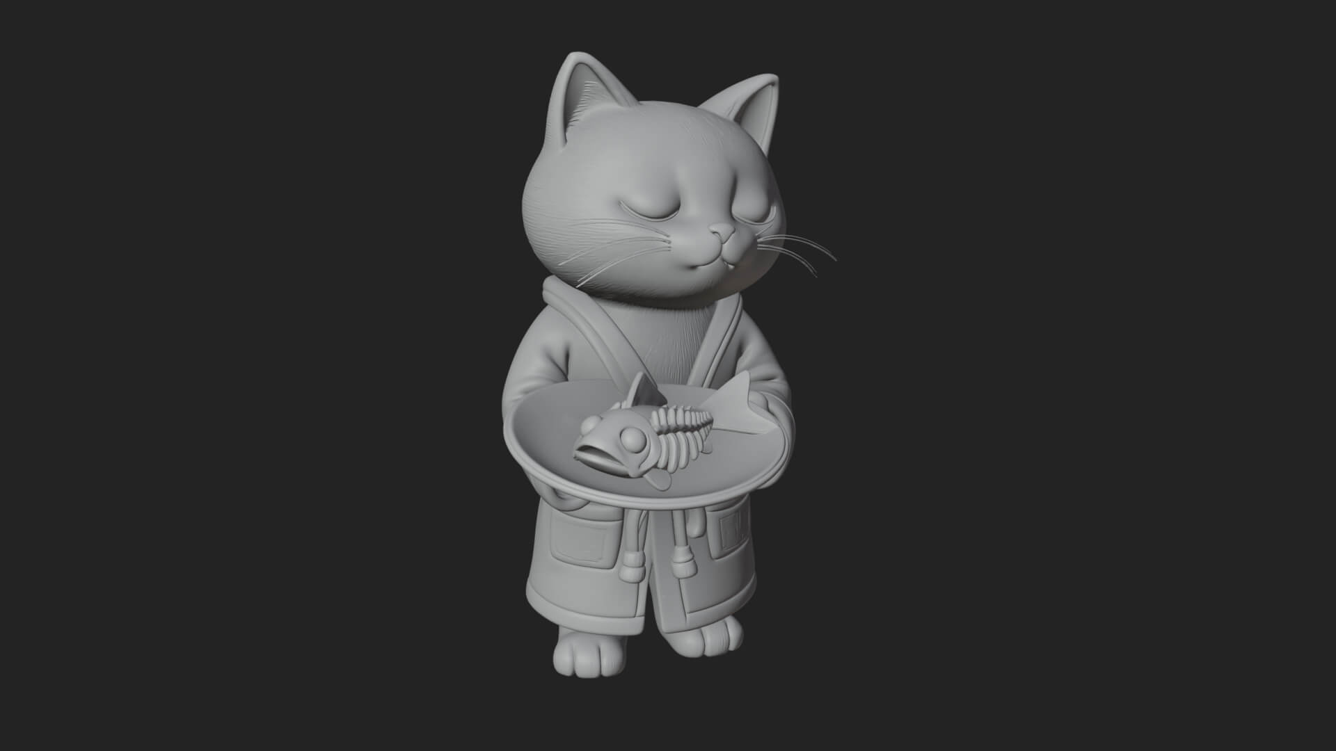 Robed House Cat Statue Design 1 3D Print Model 3D Model