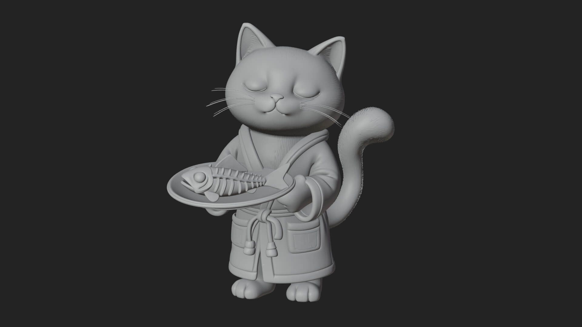 Robed House Cat Statue Design 1 3D Print Model 3D Model