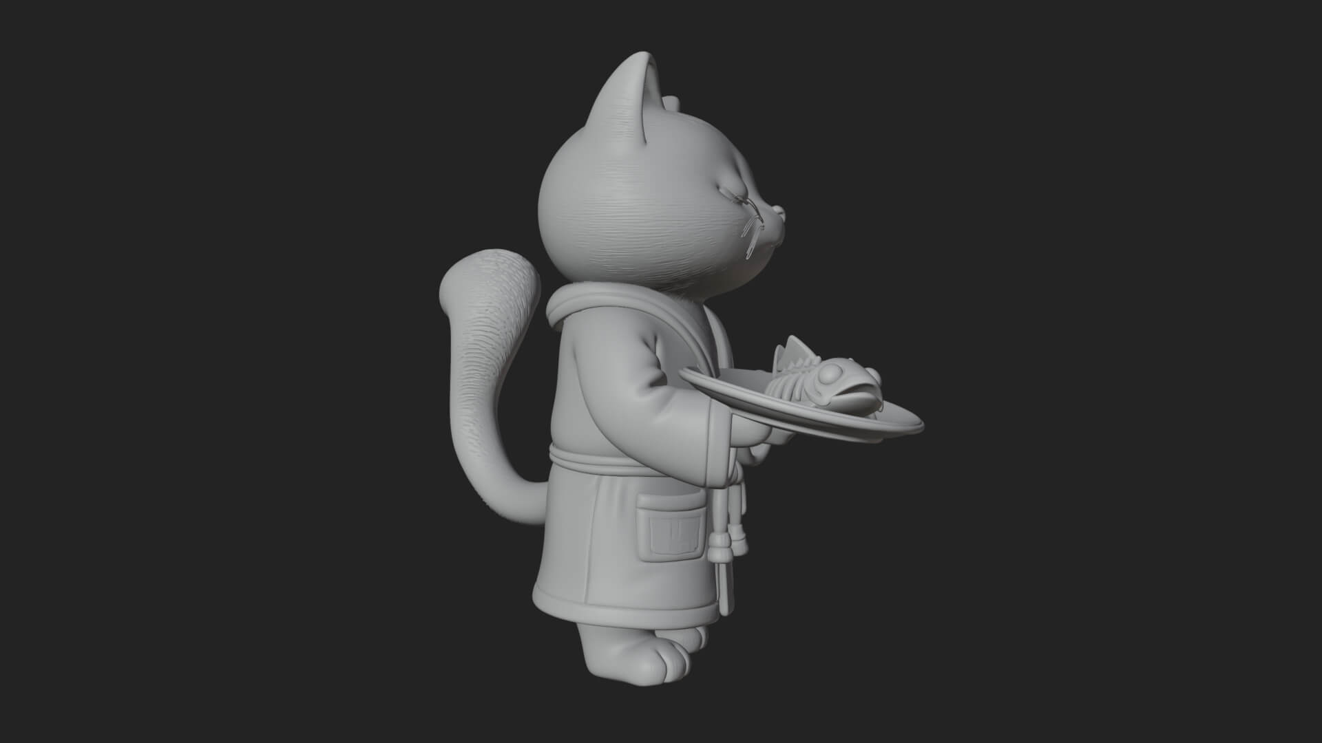 Robed House Cat Statue Design 1 3D Print Model 3D Model