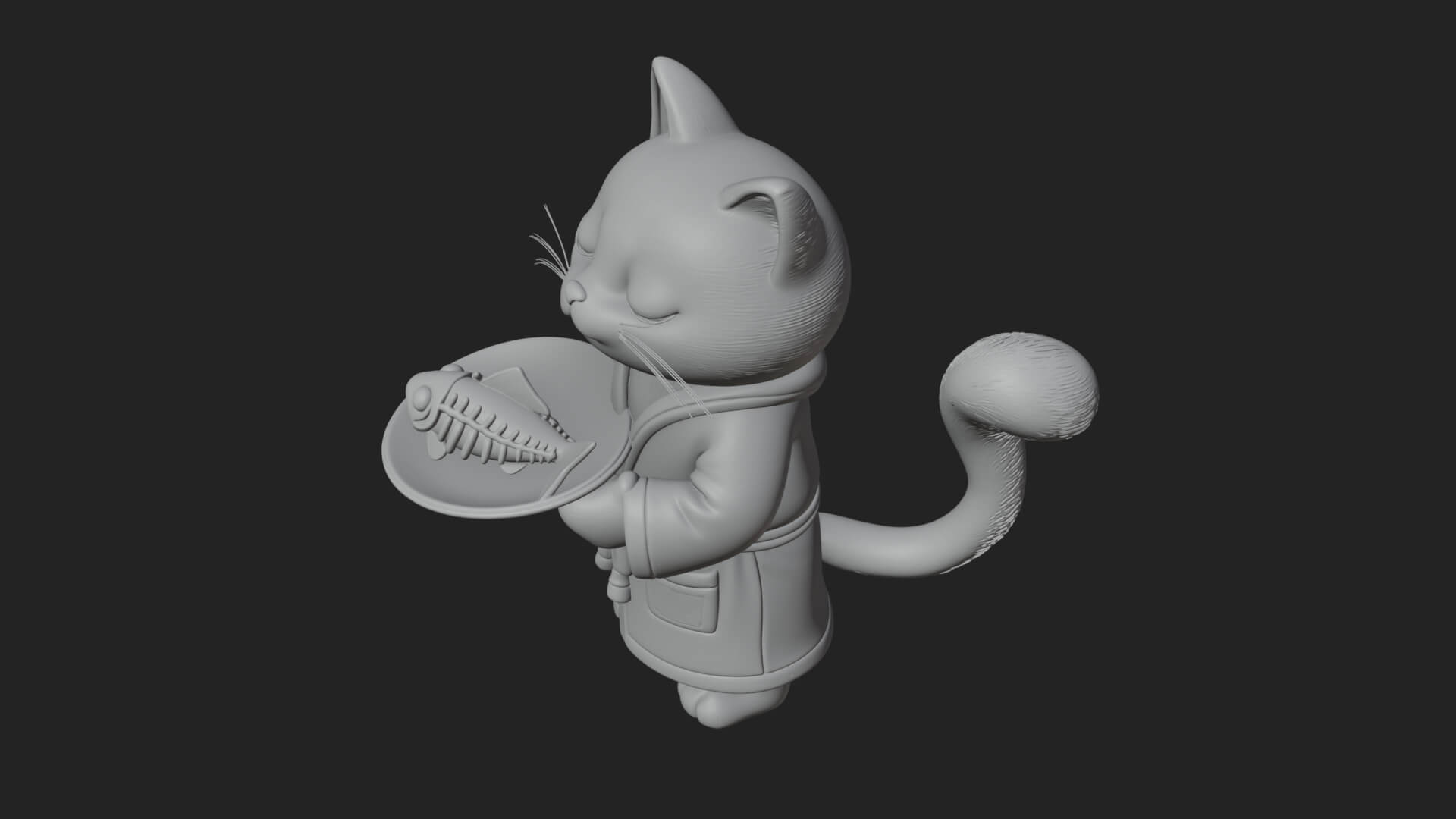Robed House Cat Statue Design 1 3D Print Model 3D Model