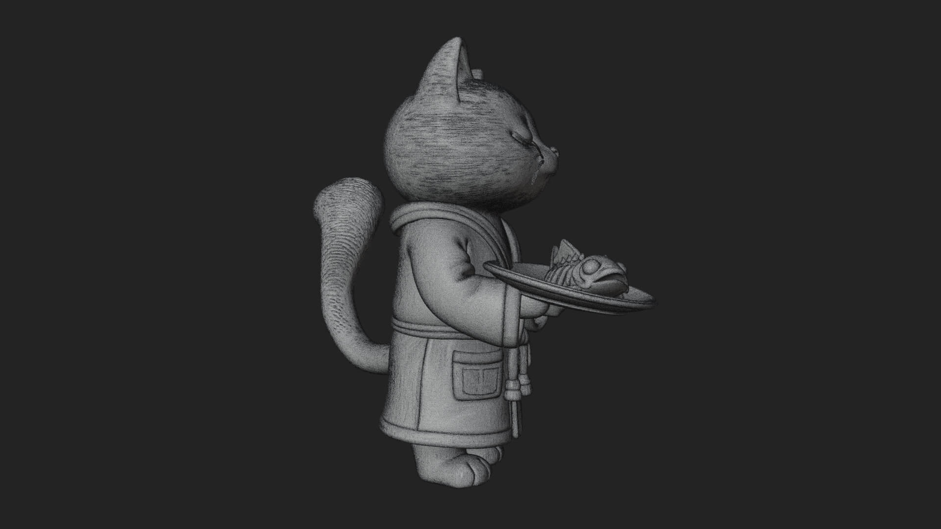 Robed House Cat Statue Design 1 3D Print Model 3D Model