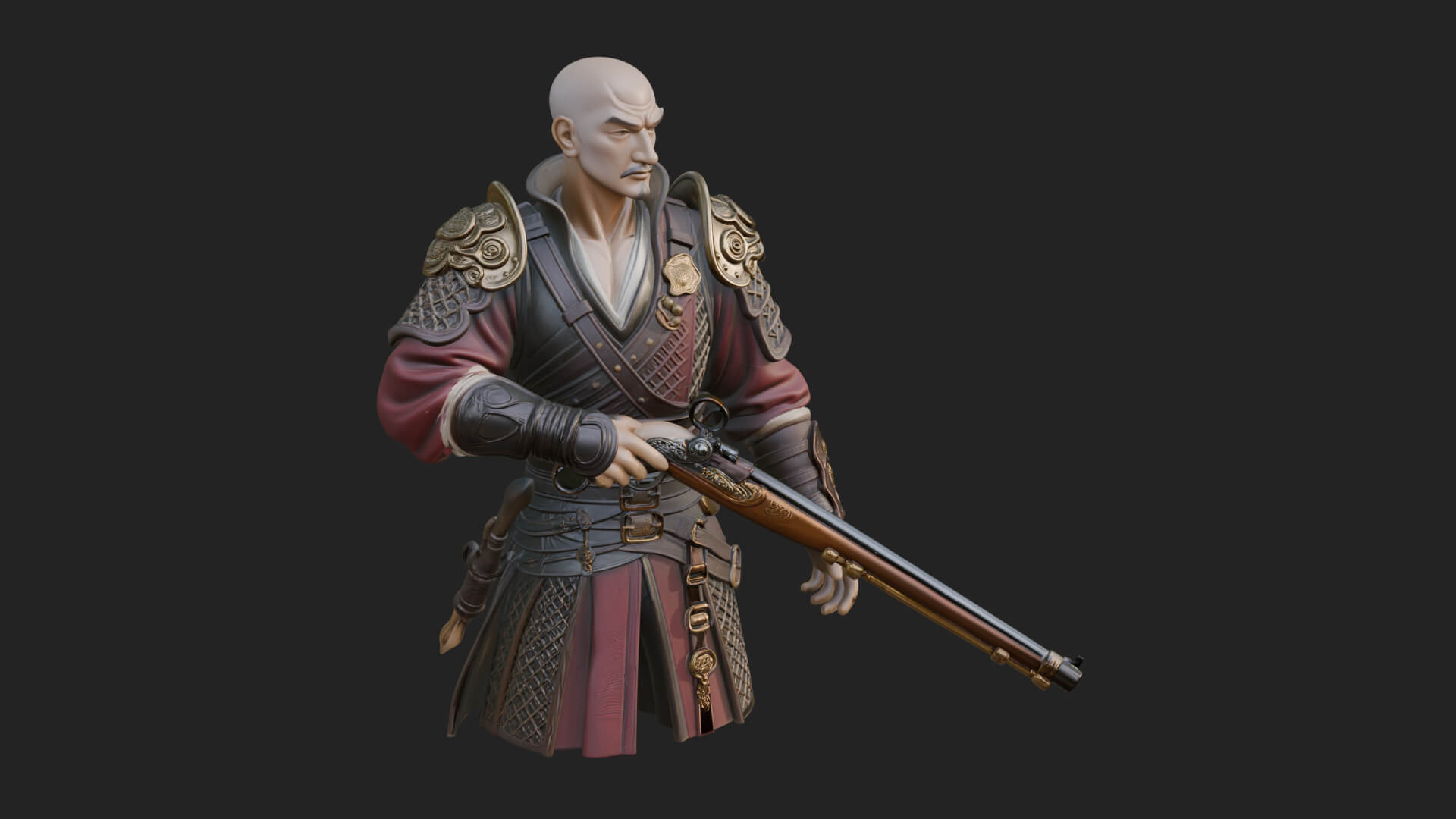 Robed Marksman with Musket Statue Design 1 3D Print Model 3D Model