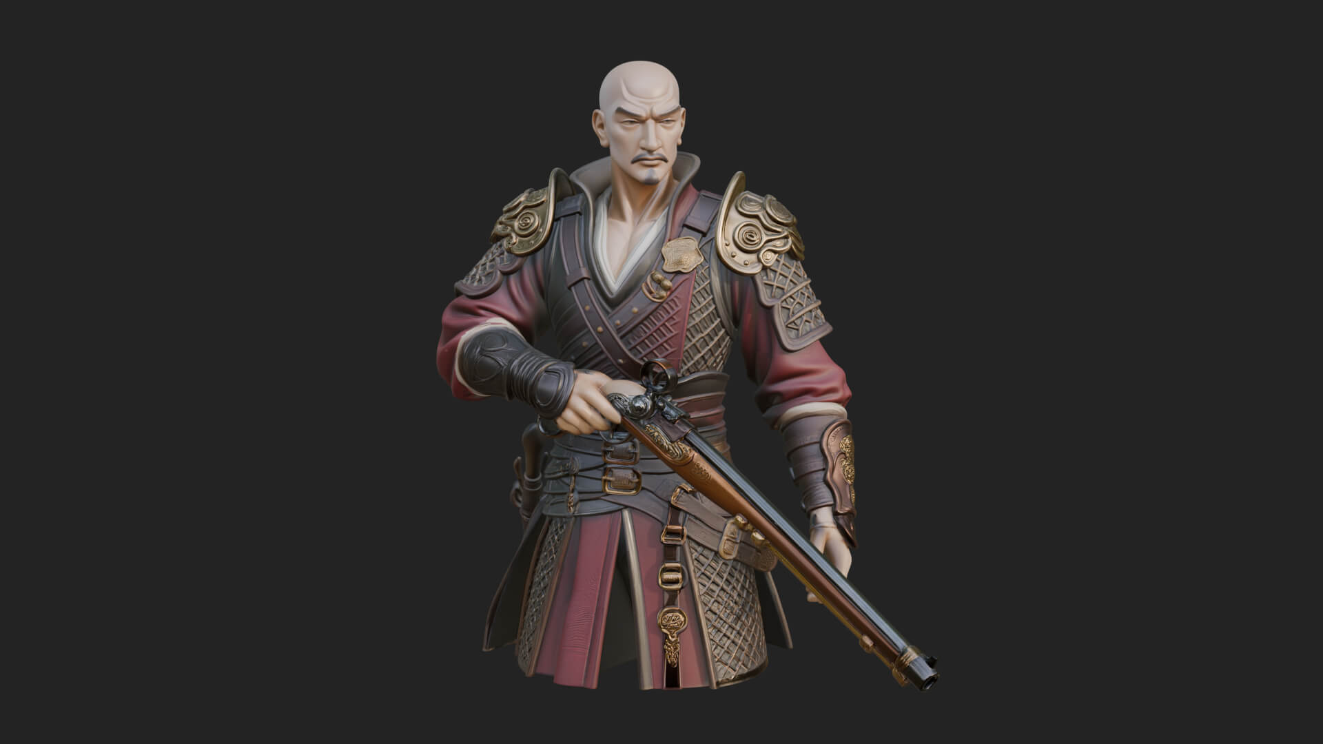 Robed Marksman with Musket Statue Design 1 3D Print Model 3D Model