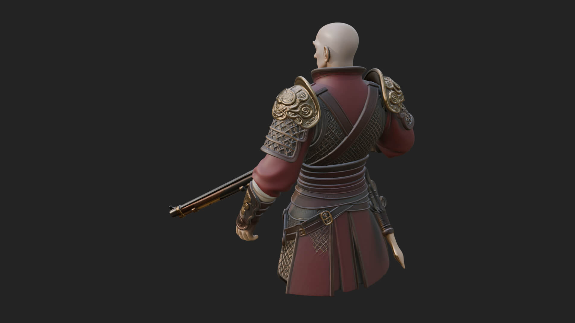 Robed Marksman with Musket Statue Design 1 3D Print Model 3D Model