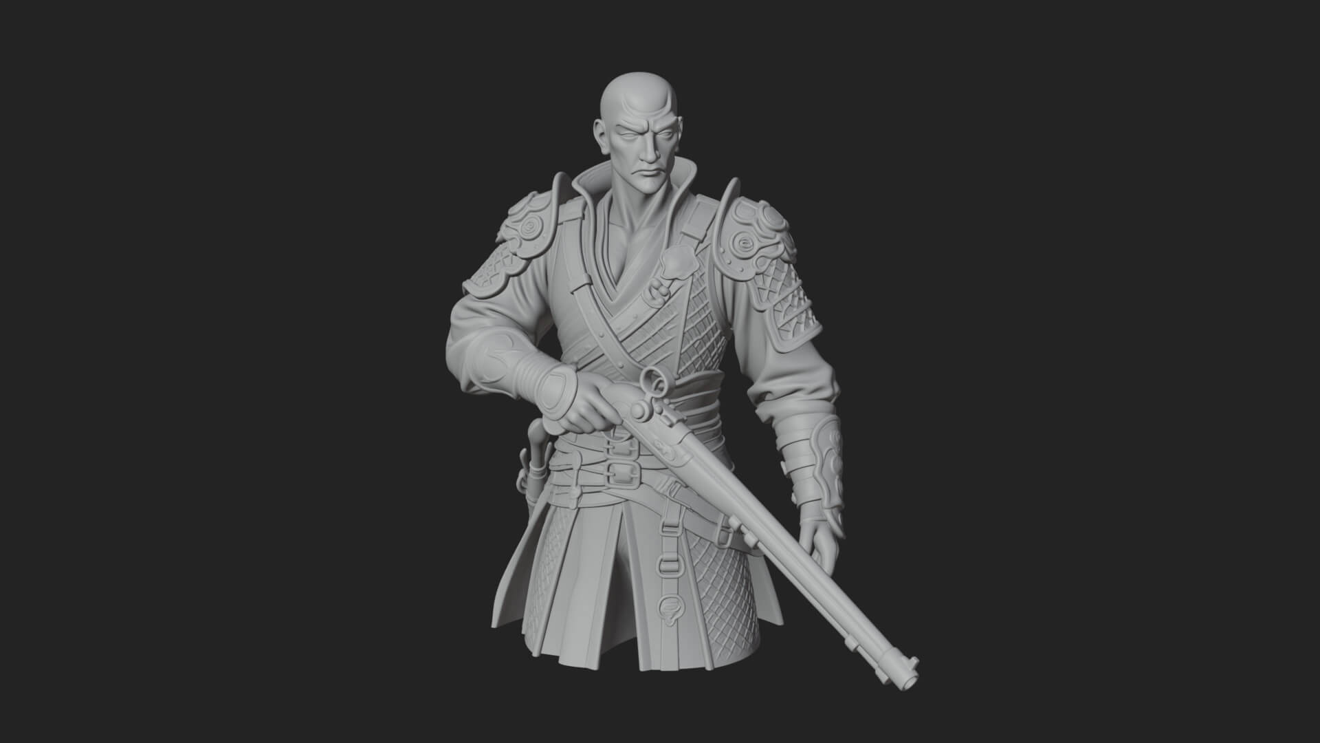Robed Marksman with Musket Statue Design 1 3D Print Model 3D Model