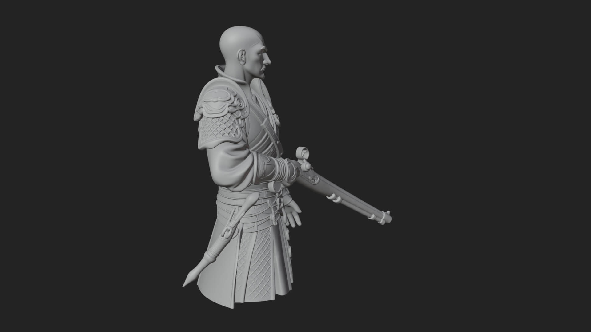 Robed Marksman with Musket Statue Design 1 3D Print Model 3D Model