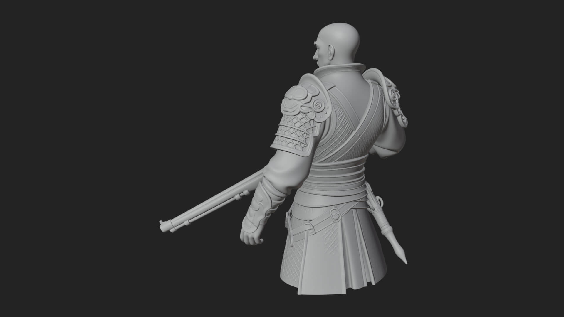 Robed Marksman with Musket Statue Design 1 3D Print Model 3D Model