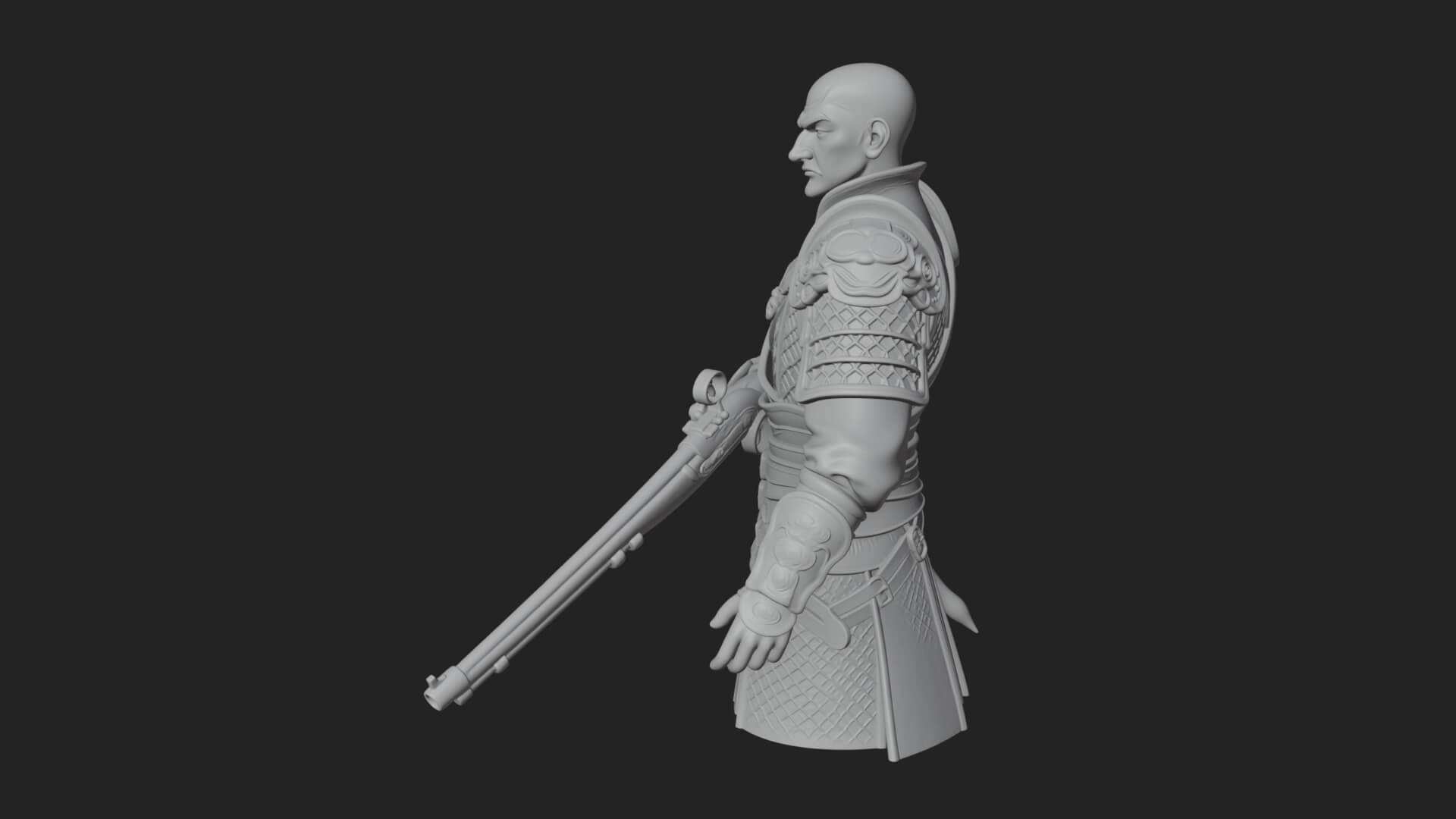 Robed Marksman with Musket Statue Design 1 3D Print Model 3D Model