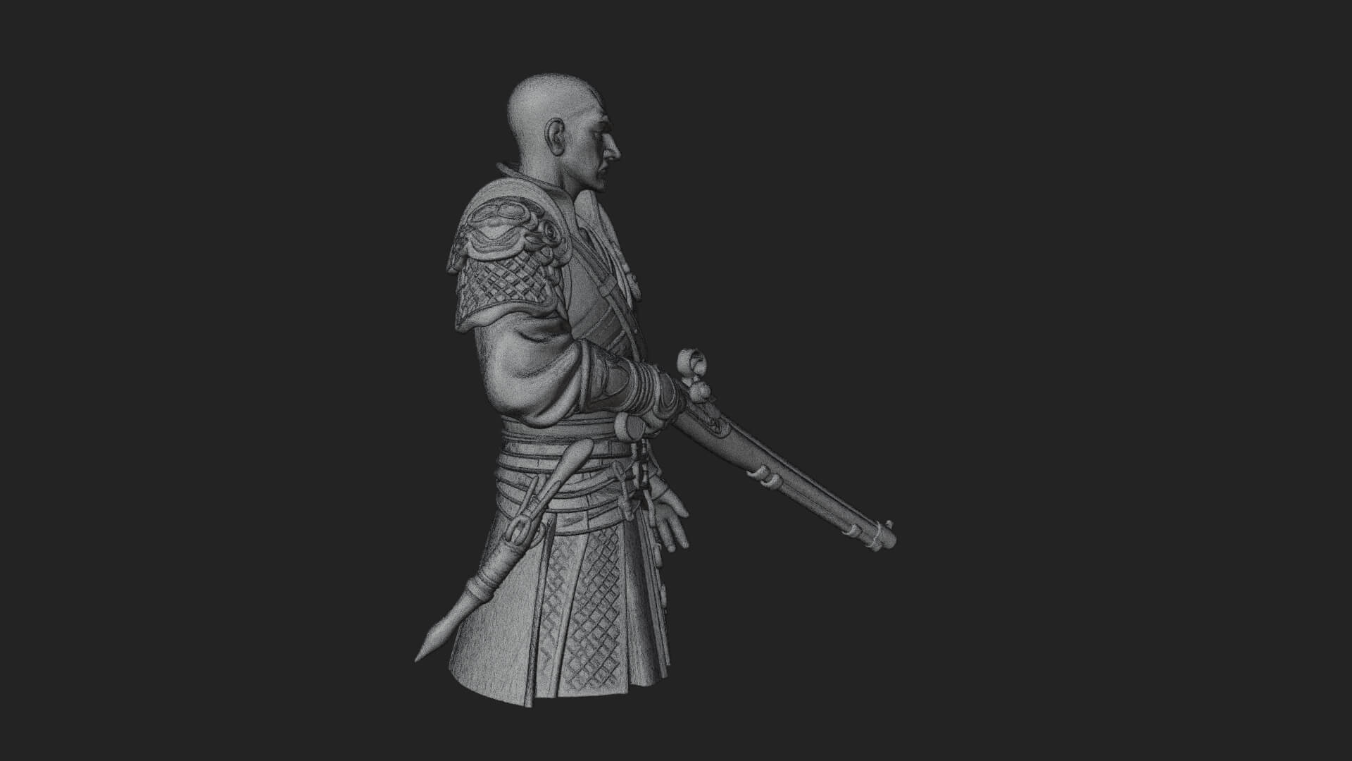 Robed Marksman with Musket Statue Design 1 3D Print Model 3D Model