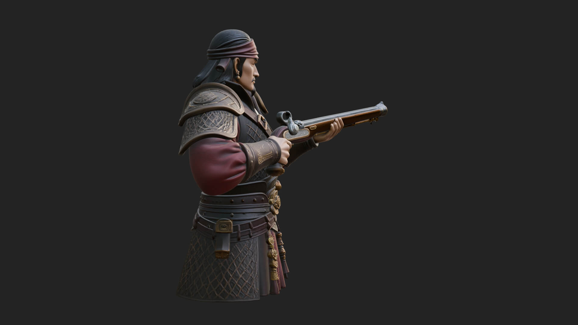 Robed Marksman with Musket Statue Design 2 3D Print Model 3D Model