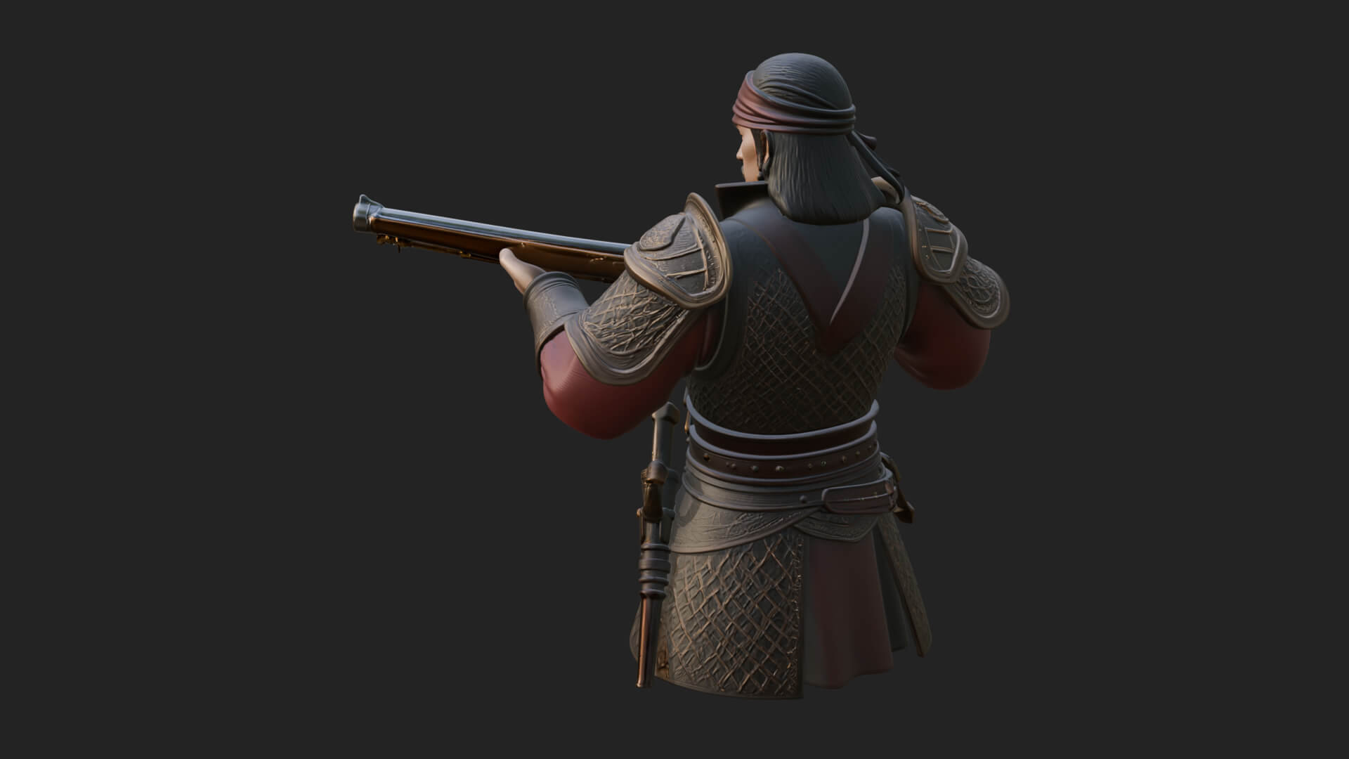 Robed Marksman with Musket Statue Design 2 3D Print Model 3D Model