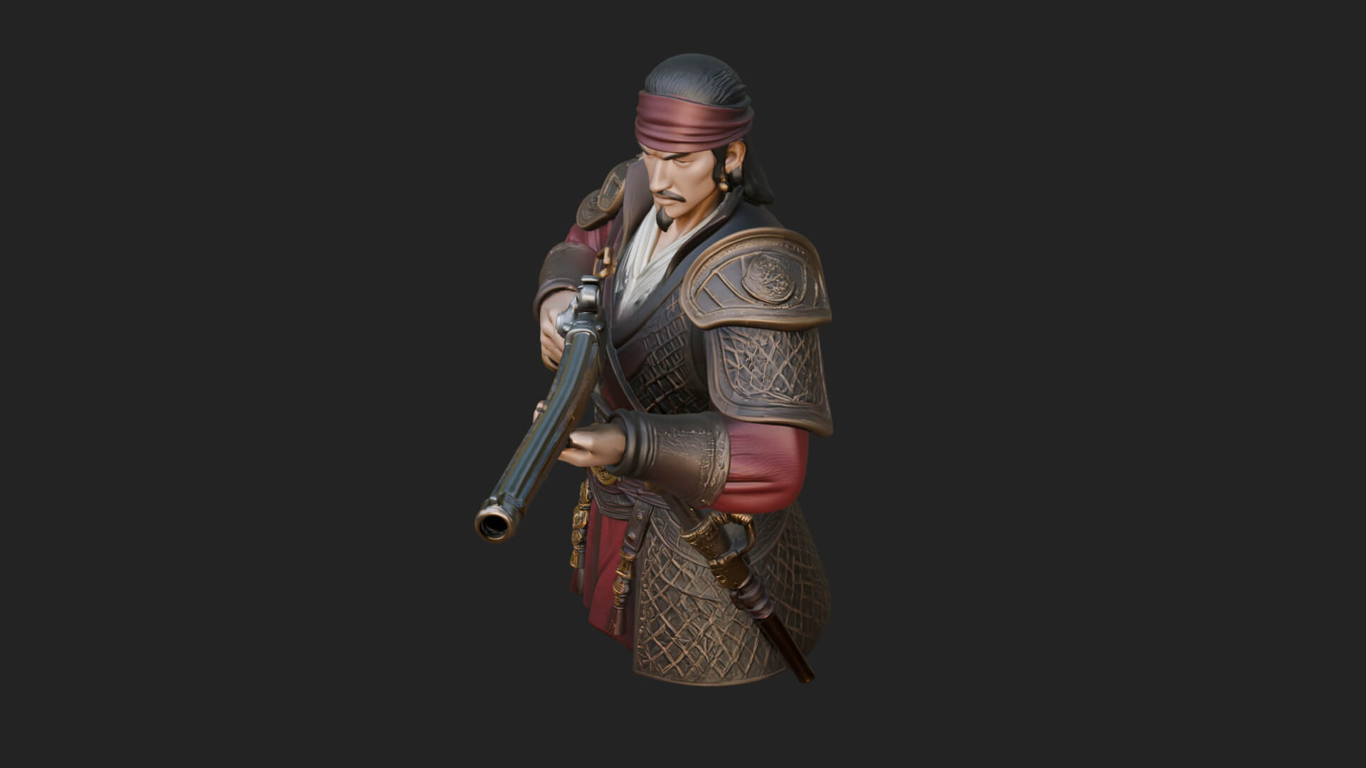 Robed Marksman with Musket Statue Design 2 3D Print Model 3D Model