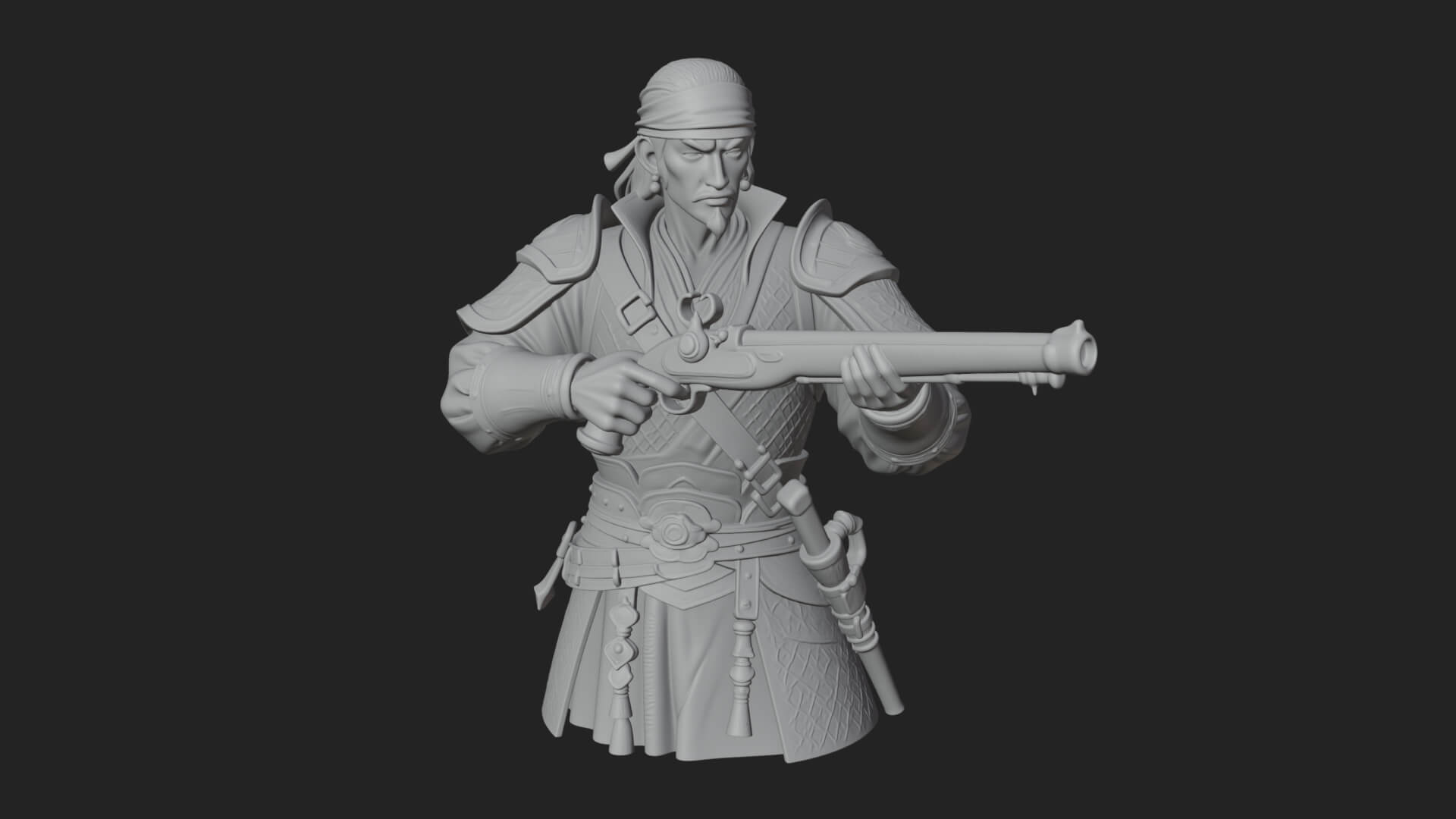 Robed Marksman with Musket Statue Design 2 3D Print Model 3D Model