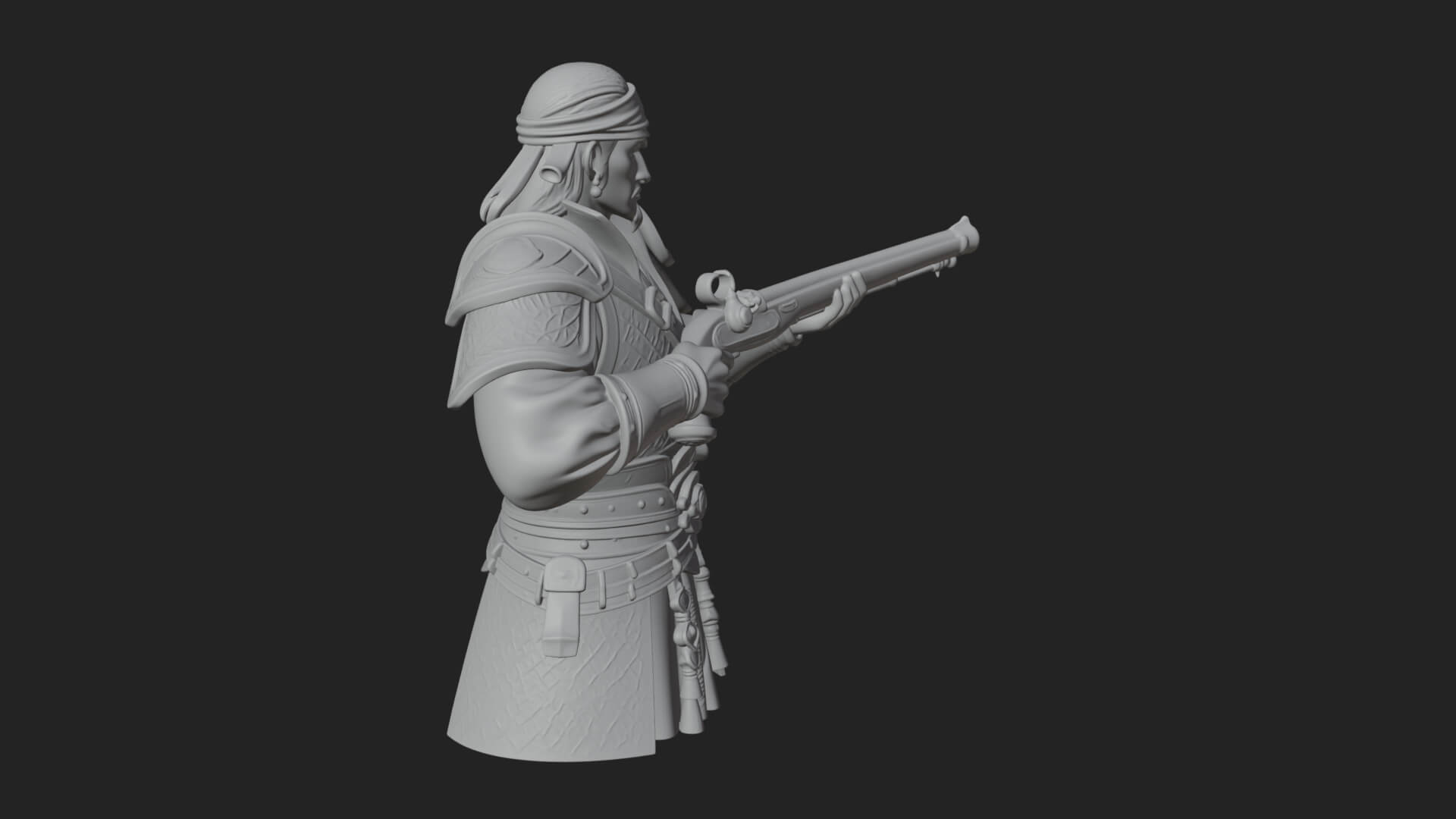 Robed Marksman with Musket Statue Design 2 3D Print Model 3D Model