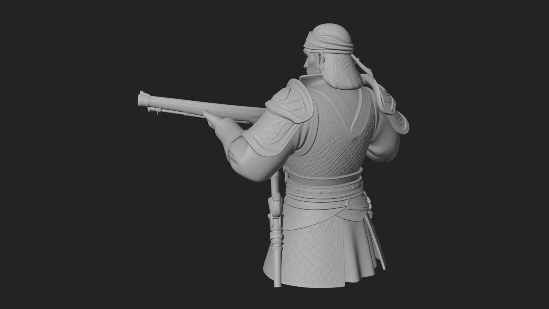 Robed Marksman with Musket Statue Design 2 3D Print Model 3D Model