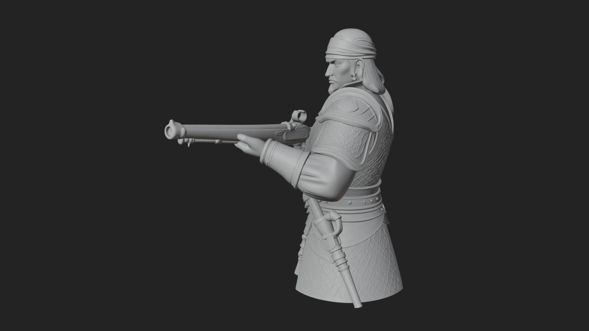 Robed Marksman with Musket Statue Design 2 3D Print Model 3D Model