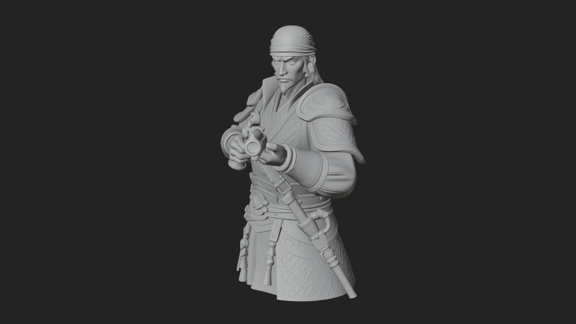 Robed Marksman with Musket Statue Design 2 3D Print Model 3D Model