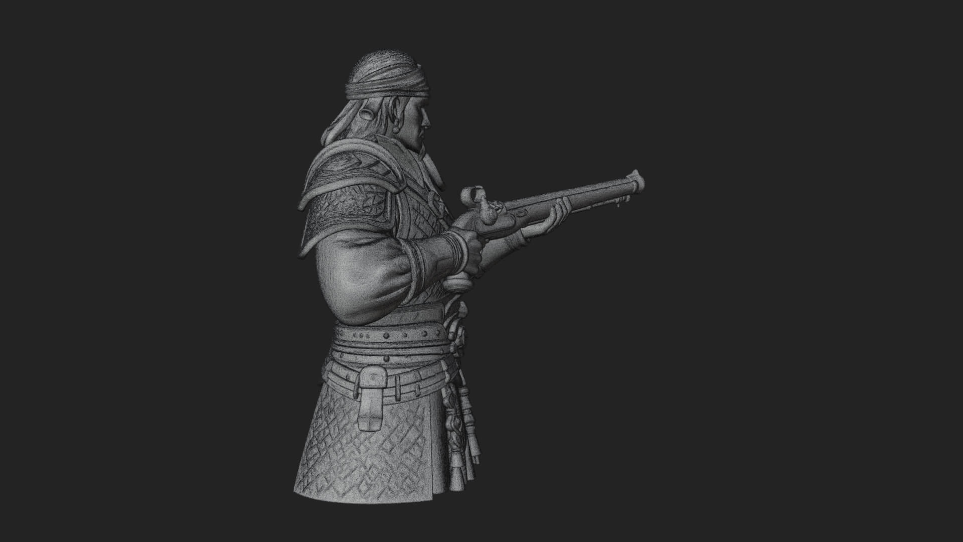 Robed Marksman with Musket Statue Design 2 3D Print Model 3D Model