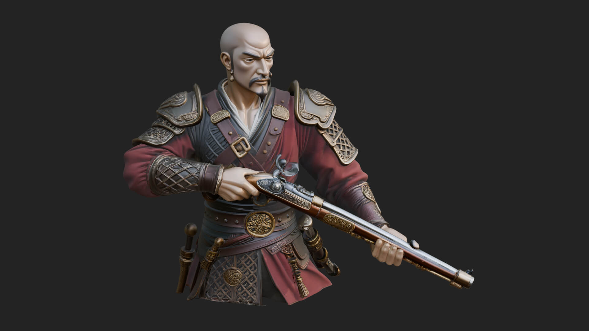 Robed Marksman with Musket Statue Design 3 3D Print Model 3D Model