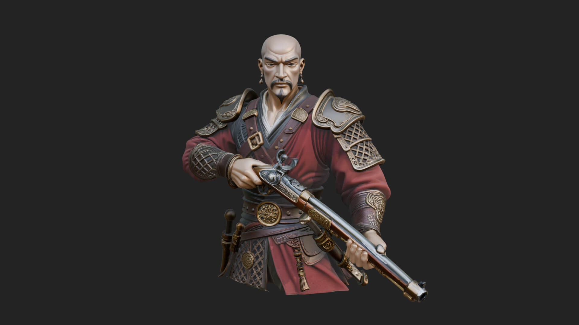 Robed Marksman with Musket Statue Design 3 3D Print Model 3D Model