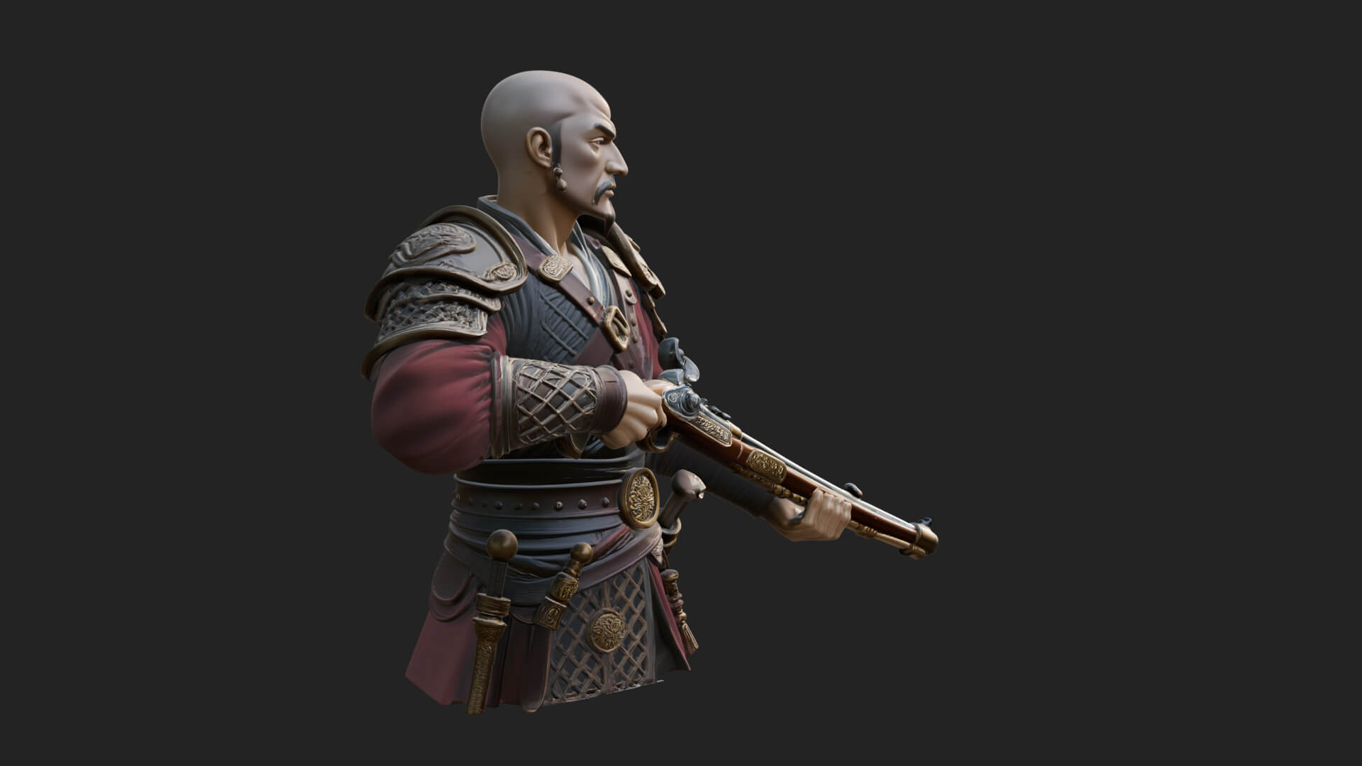 Robed Marksman with Musket Statue Design 3 3D Print Model 3D Model