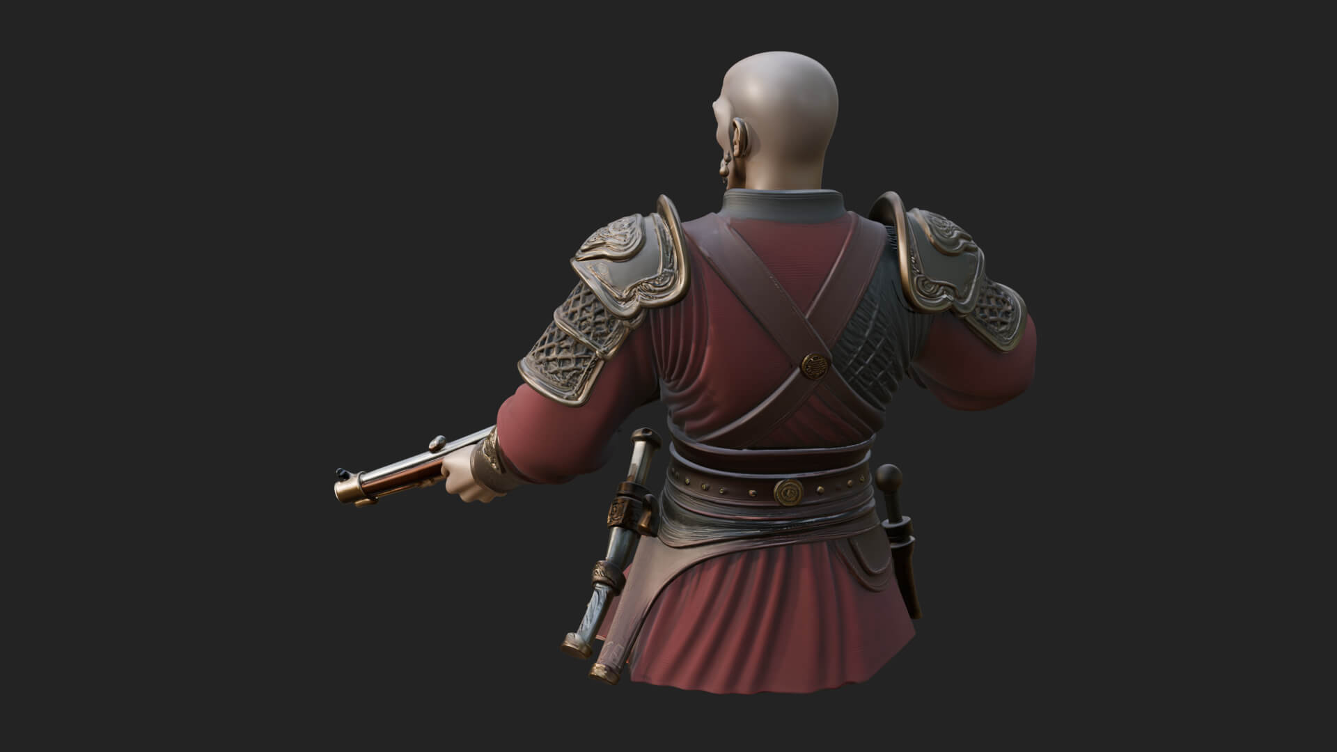 Robed Marksman with Musket Statue Design 3 3D Print Model 3D Model