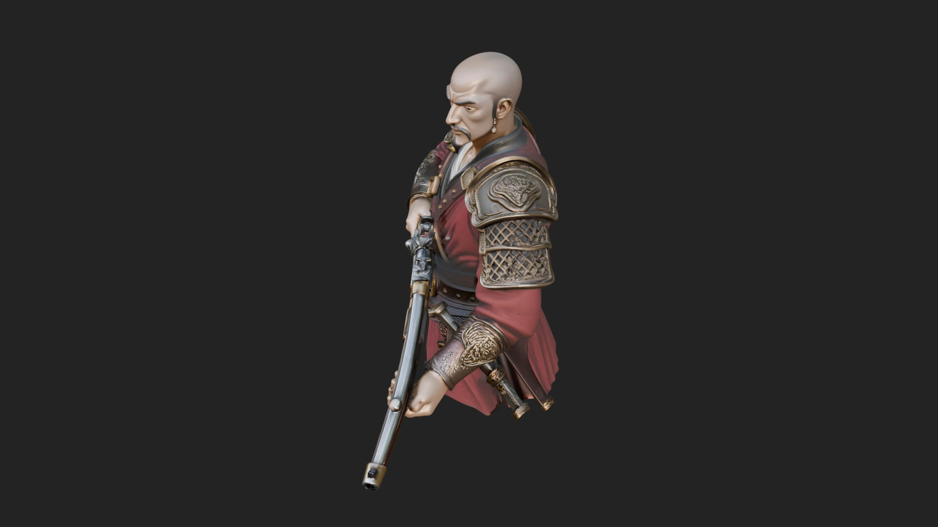 Robed Marksman with Musket Statue Design 3 3D Print Model 3D Model