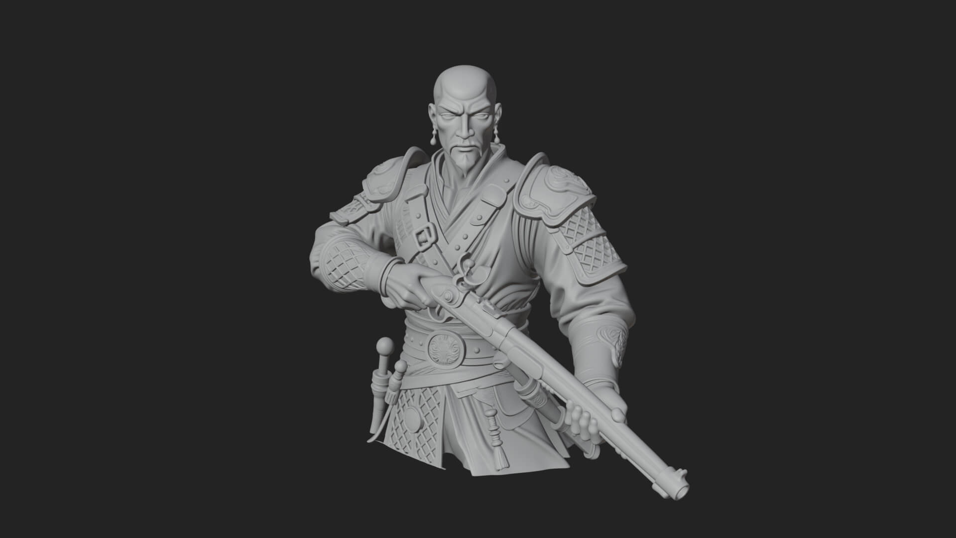 Robed Marksman with Musket Statue Design 3 3D Print Model 3D Model