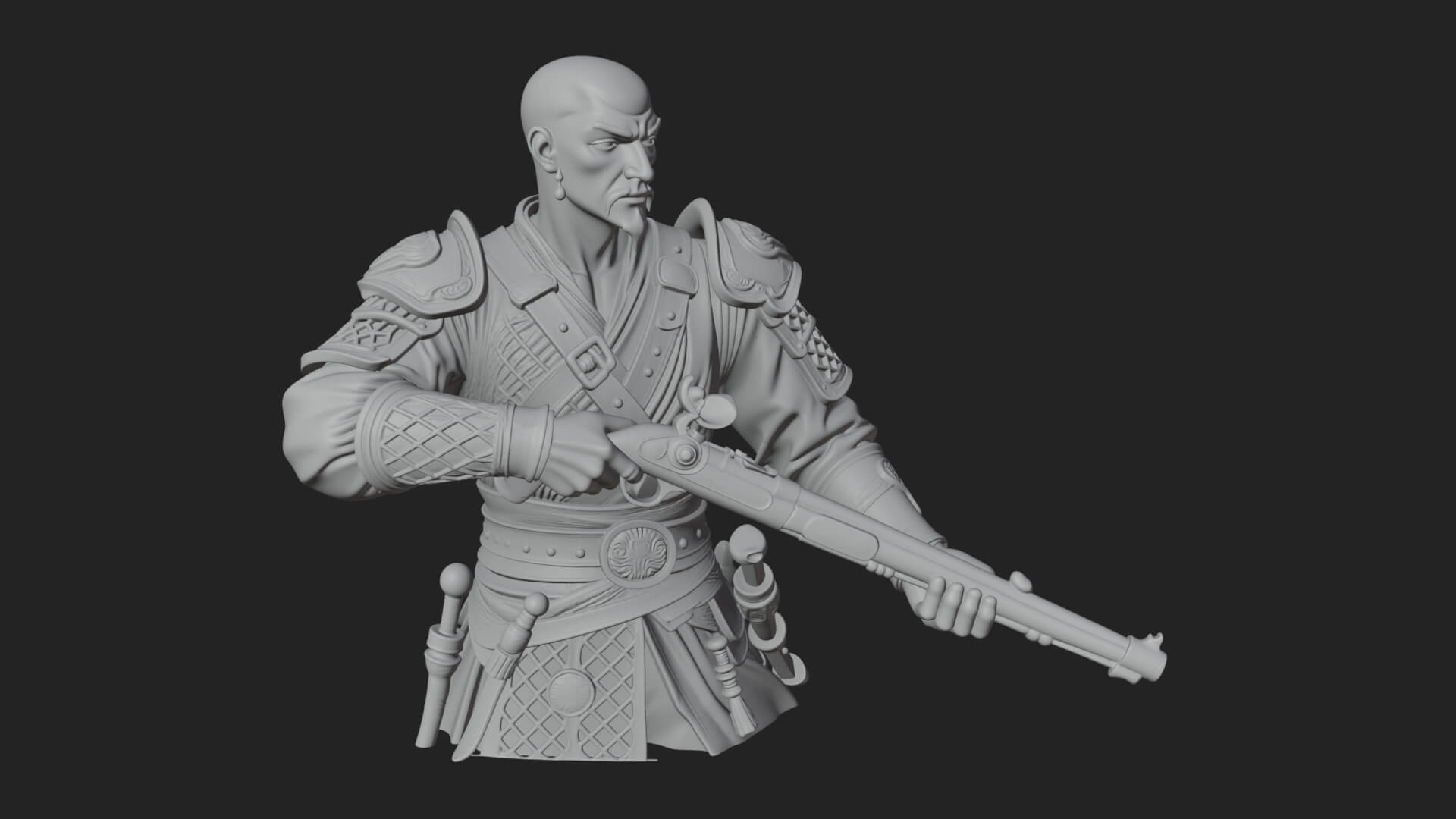 Robed Marksman with Musket Statue Design 3 3D Print Model 3D Model