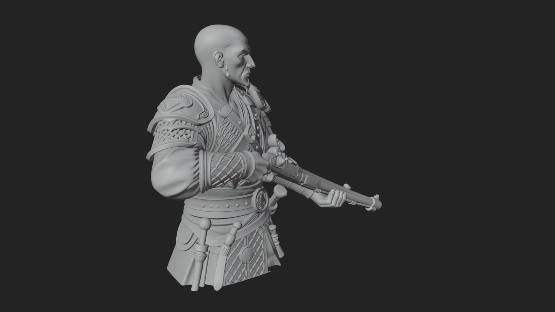 Robed Marksman with Musket Statue Design 3 3D Print Model 3D Model