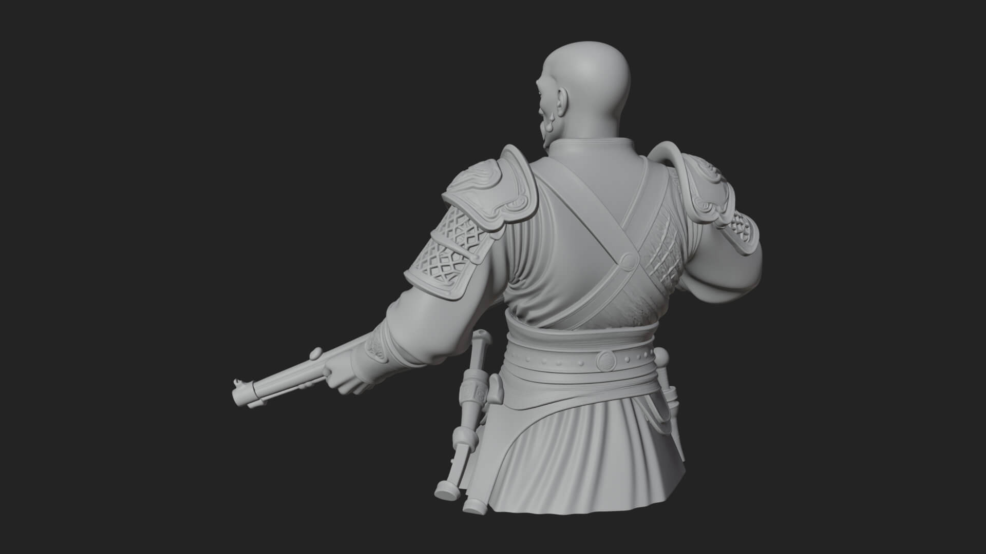 Robed Marksman with Musket Statue Design 3 3D Print Model 3D Model